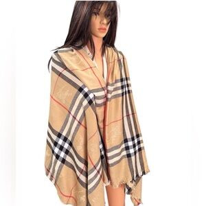 ( Tagged )Burberry Tan and Black Checkered Wrap